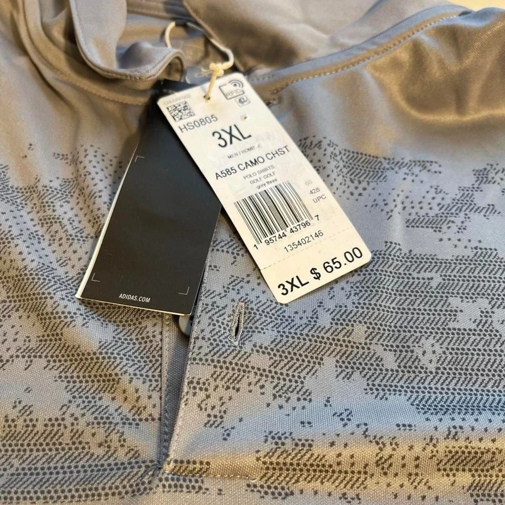 Adidas Men's A585 Camo Prong Men's Polo Golf Shirt Gray Size 3XL NWT $65